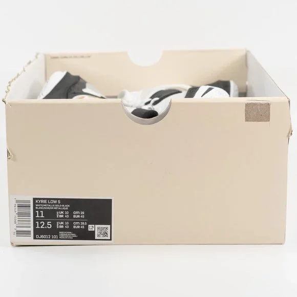 Nike Kyrie Low 5 'White Black Metallic Gold' DJ6012-101 Basketball Sneakers - Picture 10 of 13